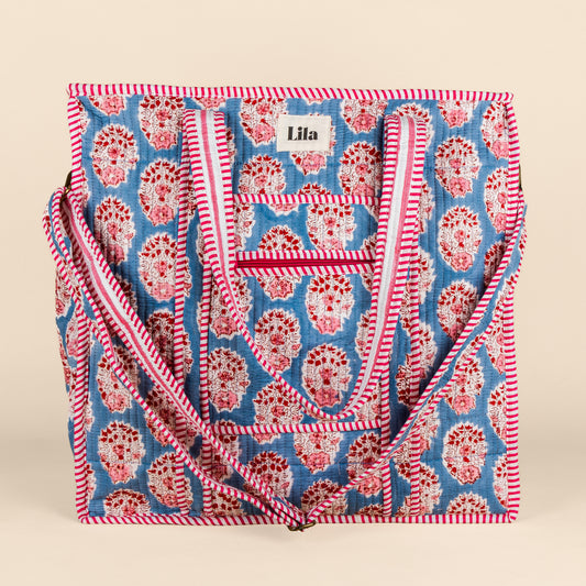 Tote organizado - Azul - Rosa - Incluye neceser - no.3