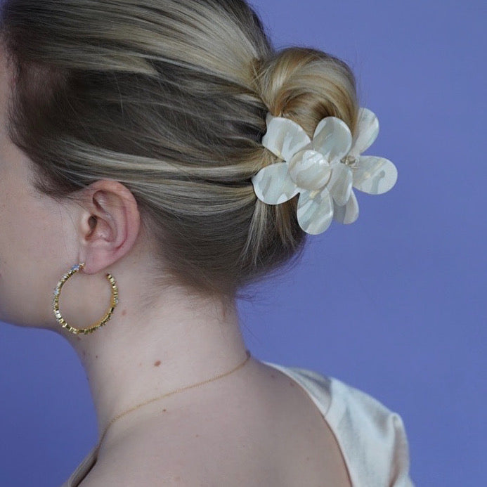 Pince à cheveux Fleur - Latte