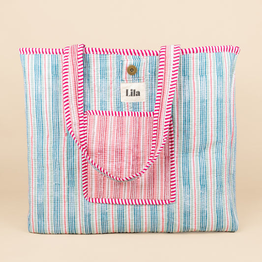 Tote bag - Streep - Roze - Groen - No.14