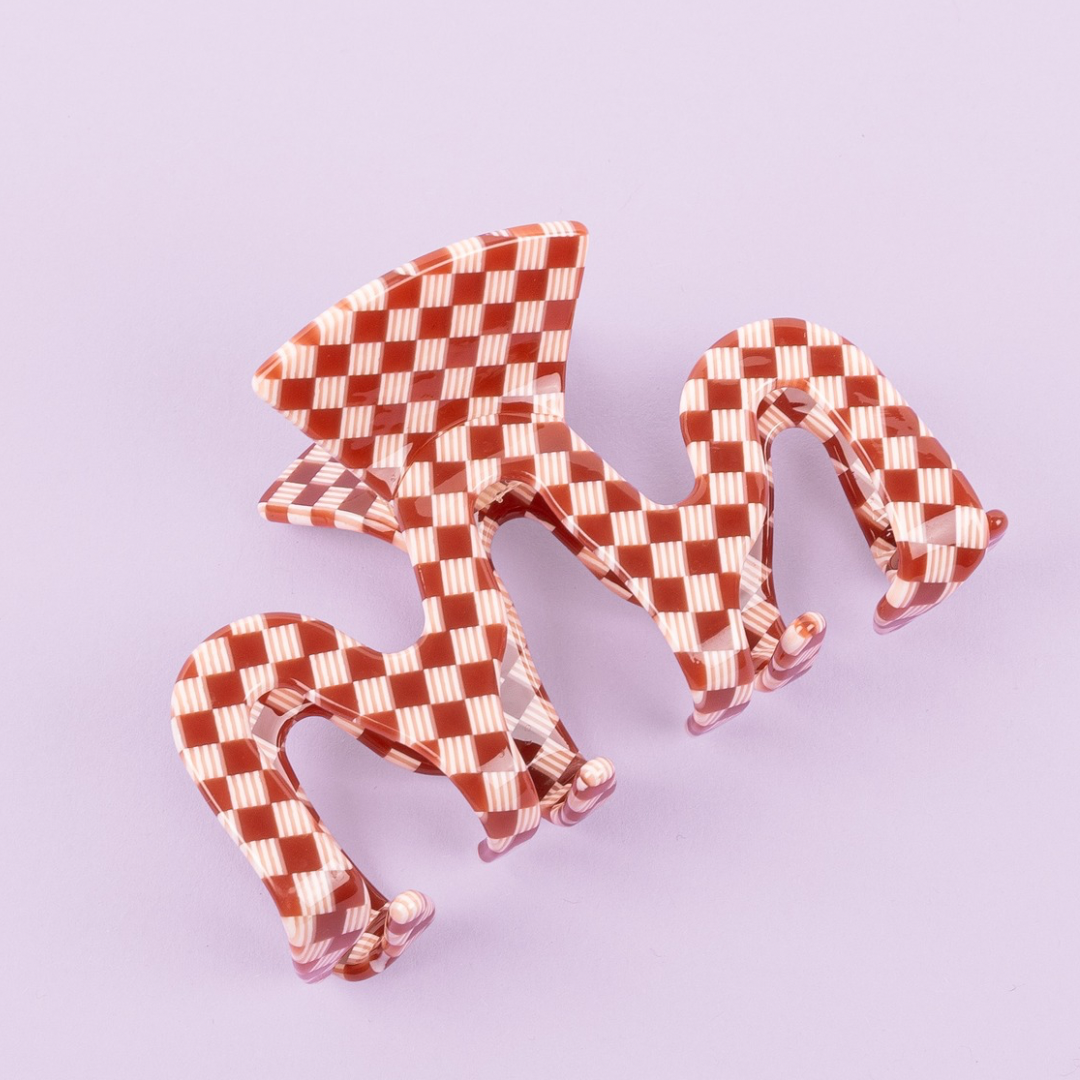 Haarclip Chess rood- groot