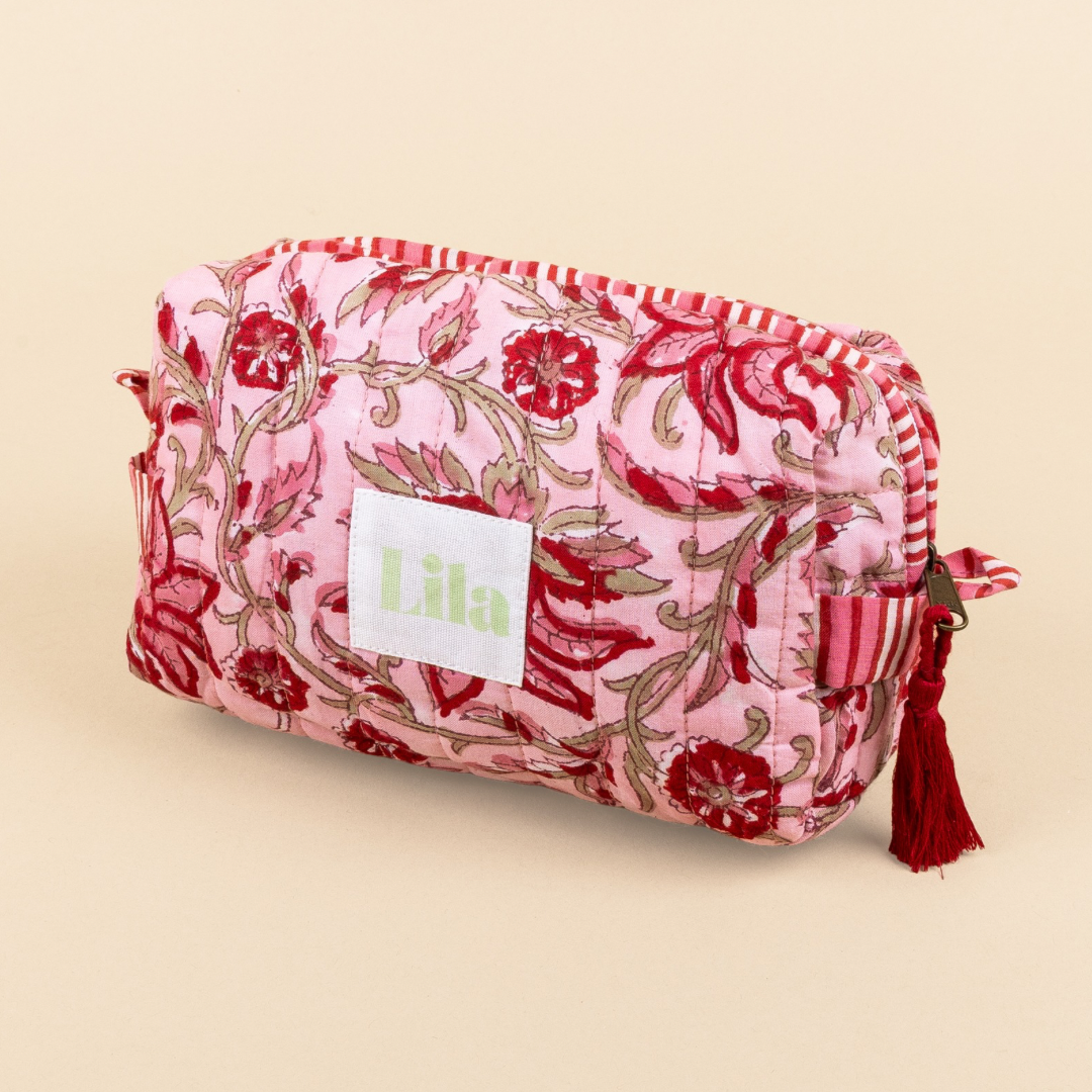 Bolso de aseo - Floral - Rosa - Pequeño