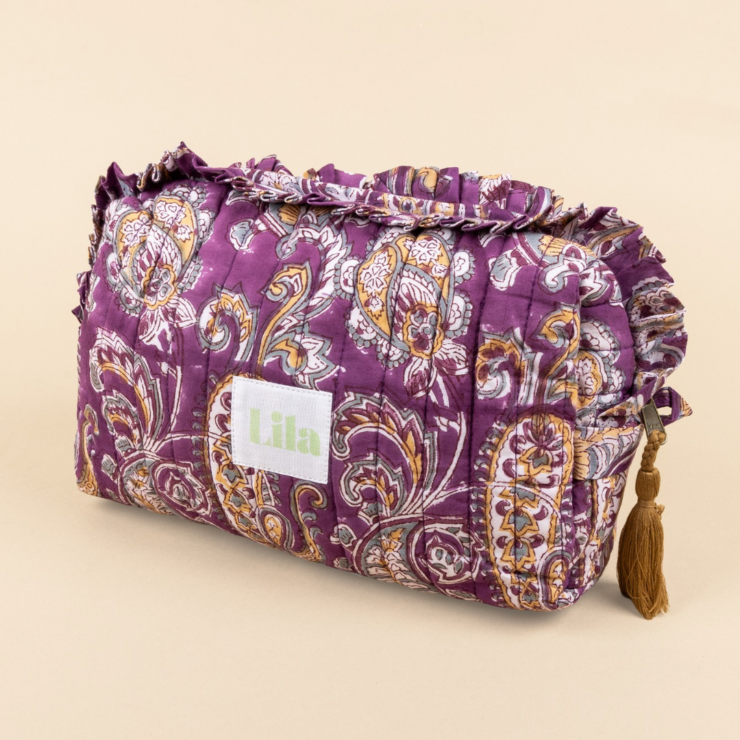 Bolso de aseo - Paisley - Volantes - Púrpura - Grande