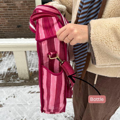 Organised Tote - Burgundy - Stripe - Inclusief toilettas- No.1