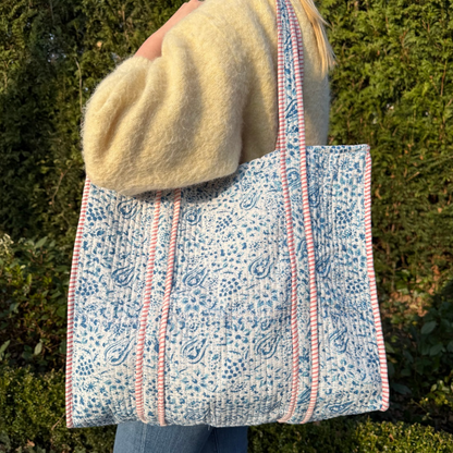 Bolso de mano - Azul - Rosa - incluye neceser - No.10