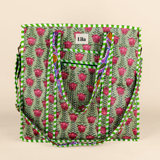 Tote organizado - Verde - Incluye neceser - no.3