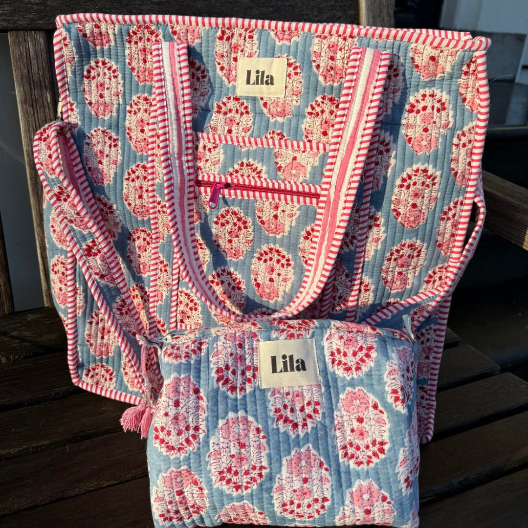 Tote organizado - Azul - Rosa - Incluye neceser - no.3