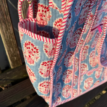 Tote organizado - Azul - Rosa - Incluye neceser - no.3