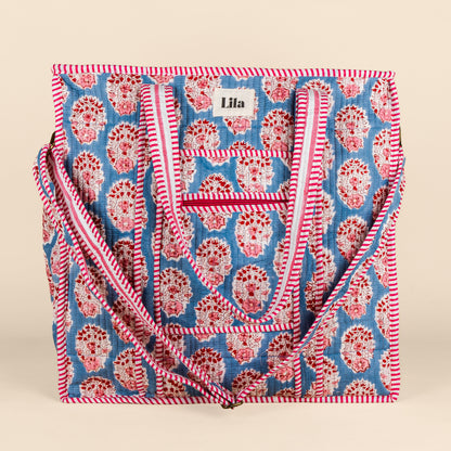 Tote organizado - Azul - Rosa - Incluye neceser - no.3