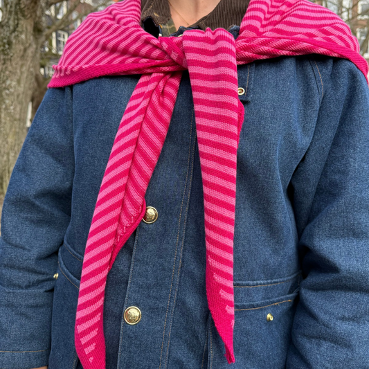 Triangle Sjaal - Roze streep - Groot