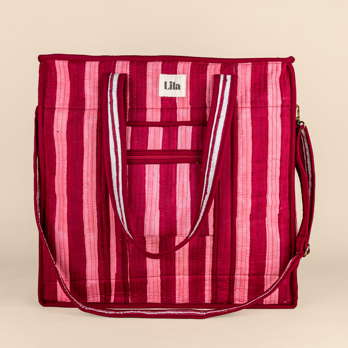 Organised Tote - Burgundy - Stripe - Inclusief toilettas- No.1