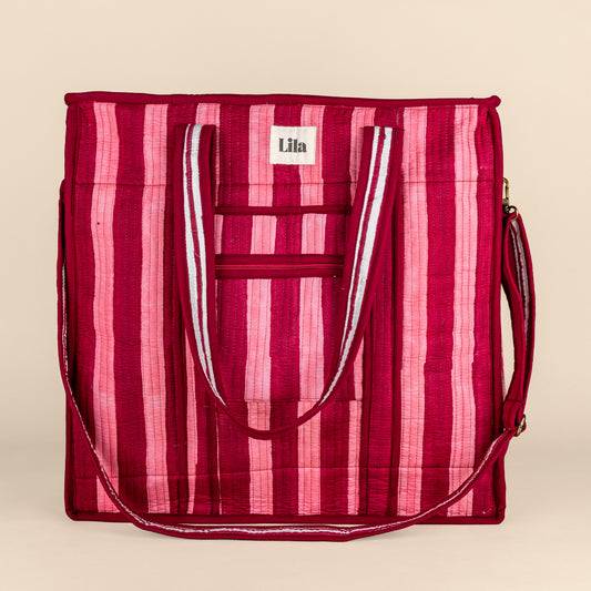 Tote organizado - Burdeos - Rayas - Incluye neceser - No.1