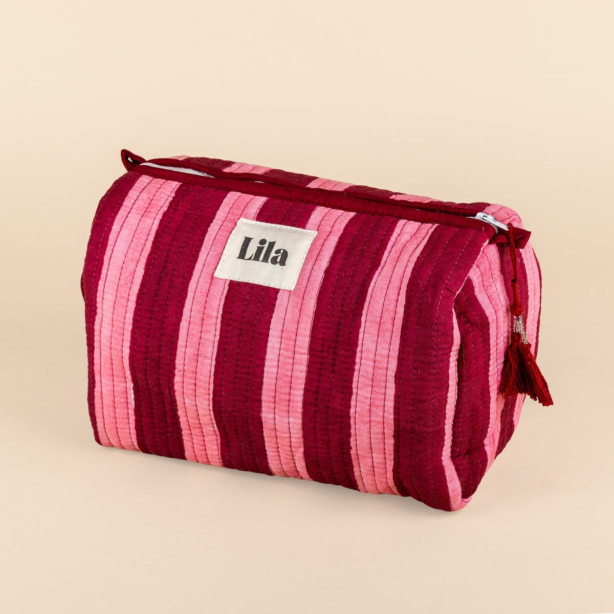 Organised Tote - Burgundy - Stripe - Inclusief toilettas- No.1