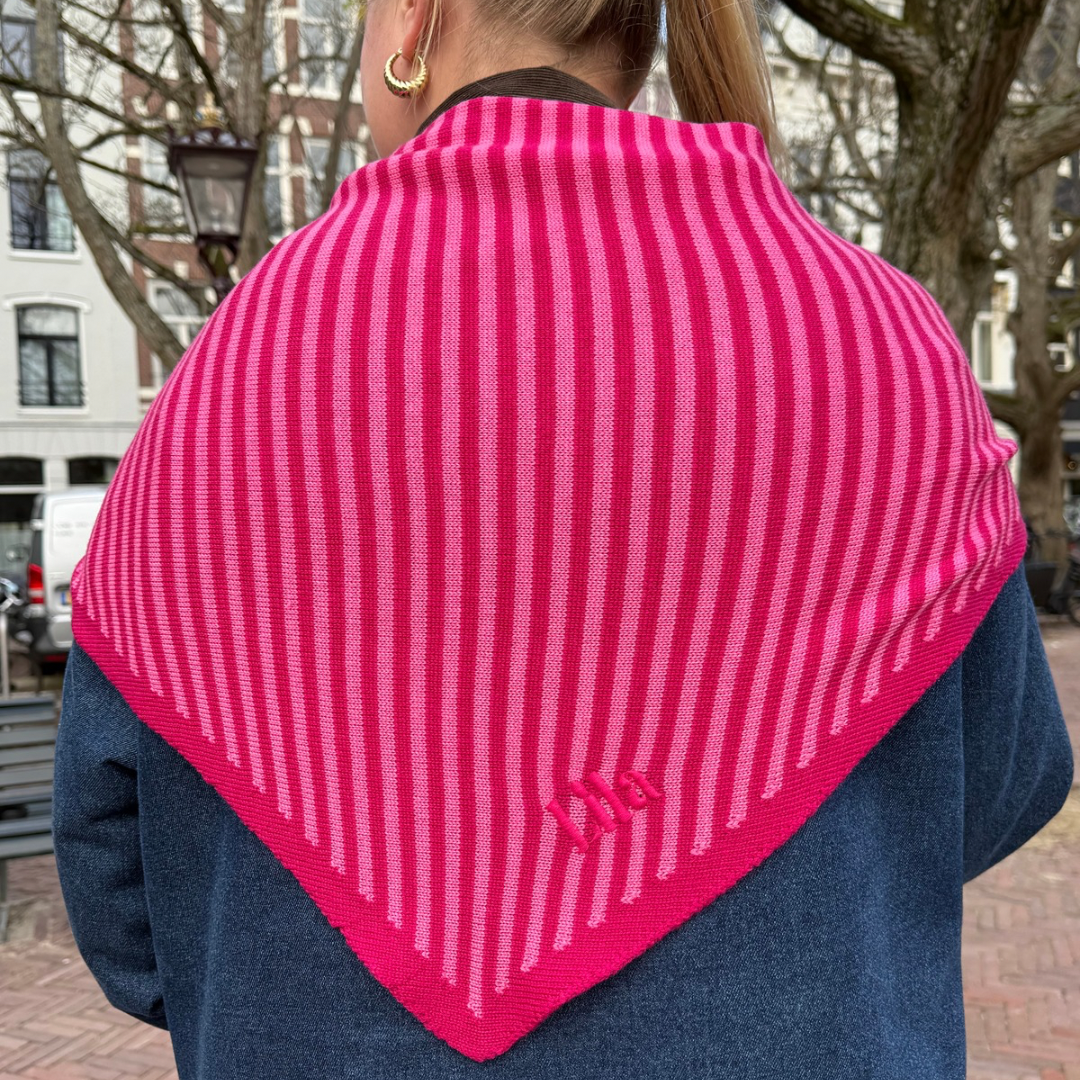 Triangle Sjaal - Roze streep - Groot