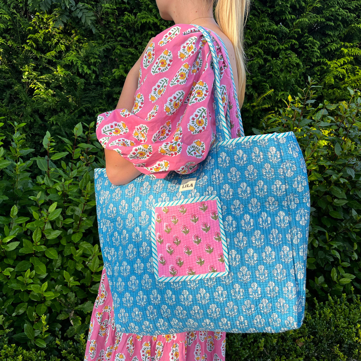 Bolso de mano - Rosa - Azul - No.15