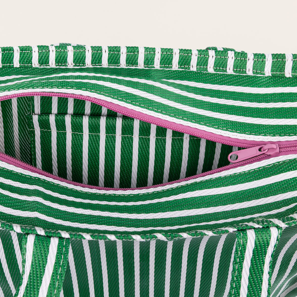 Recycled Nylon Tote - Green Stripe