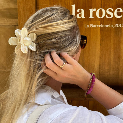 Pince à cheveux Fleur - Latte