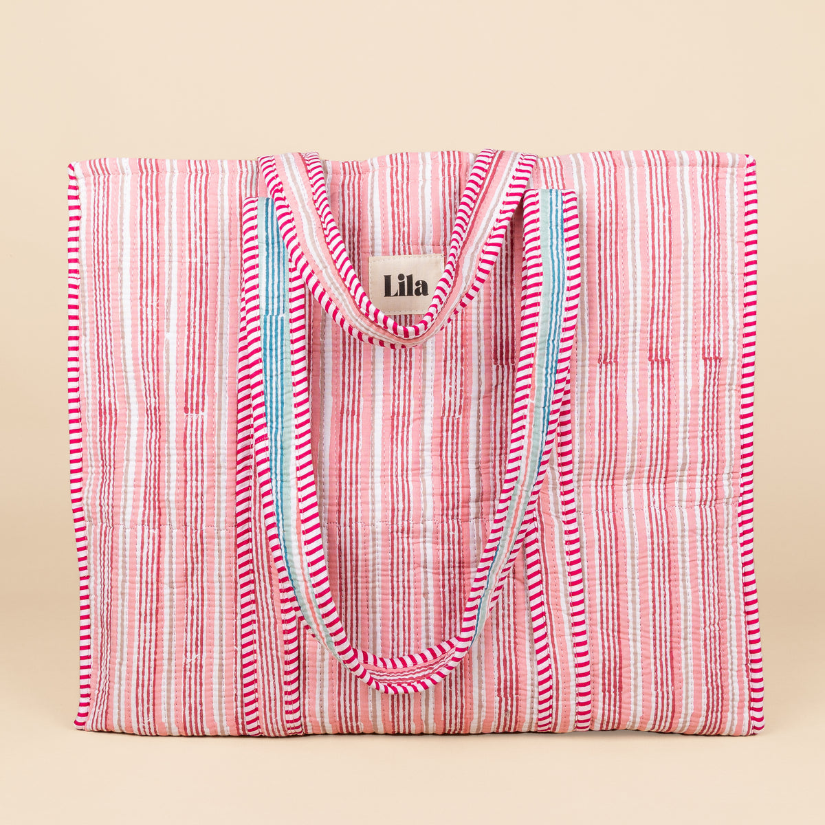 Tote bag - Streep - Roze - Groen - No.14