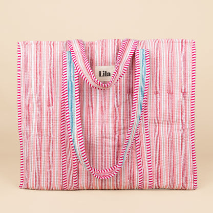 Tote bag - Streep - Roze - Groen - No.14
