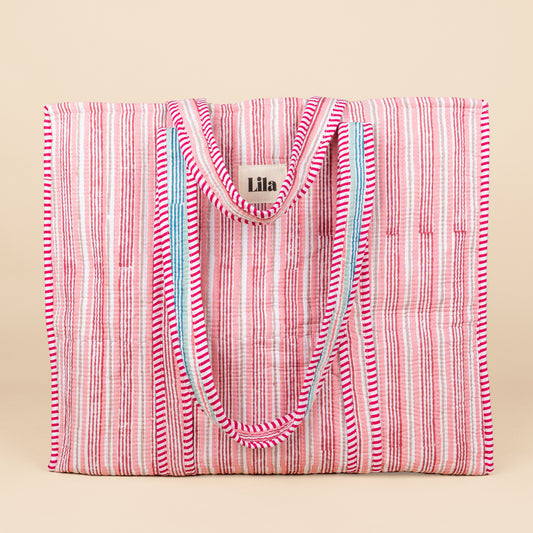 Tote bag - Streep - Roze - Groen - No.14