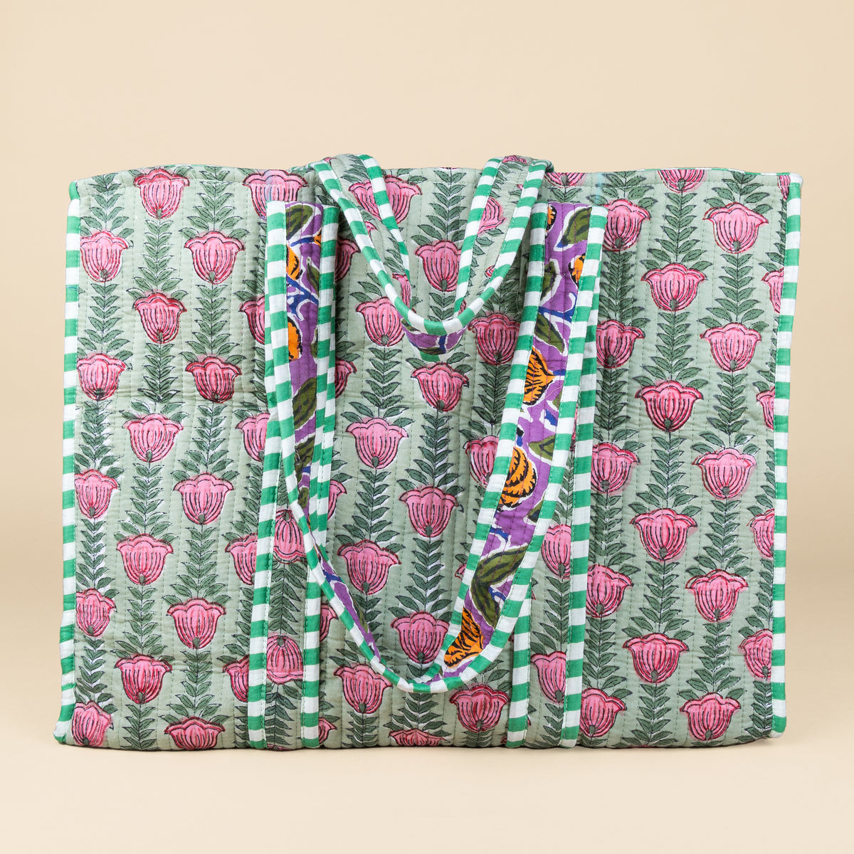 Tote Bag - Groen - Lila - Rits - No.7
