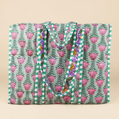 Tote Bag - Groen - Lila - Rits - No.7