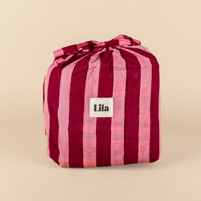 Organised Tote - Burgundy - Stripe - Inclusief toilettas- No.1