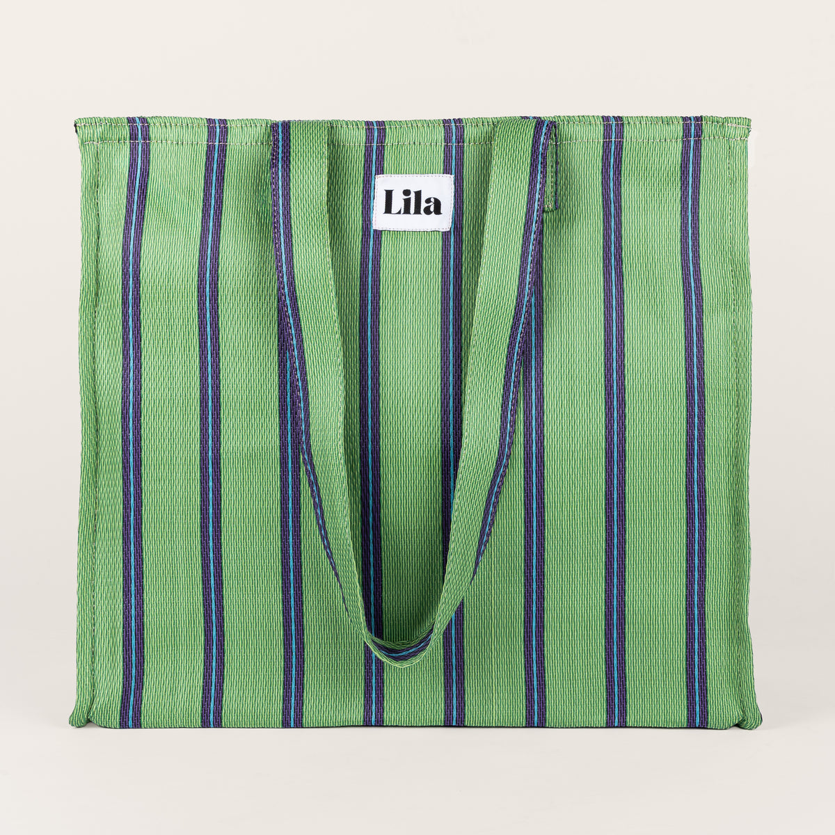 Recycled Nylon Tote - Green Blue Stripe