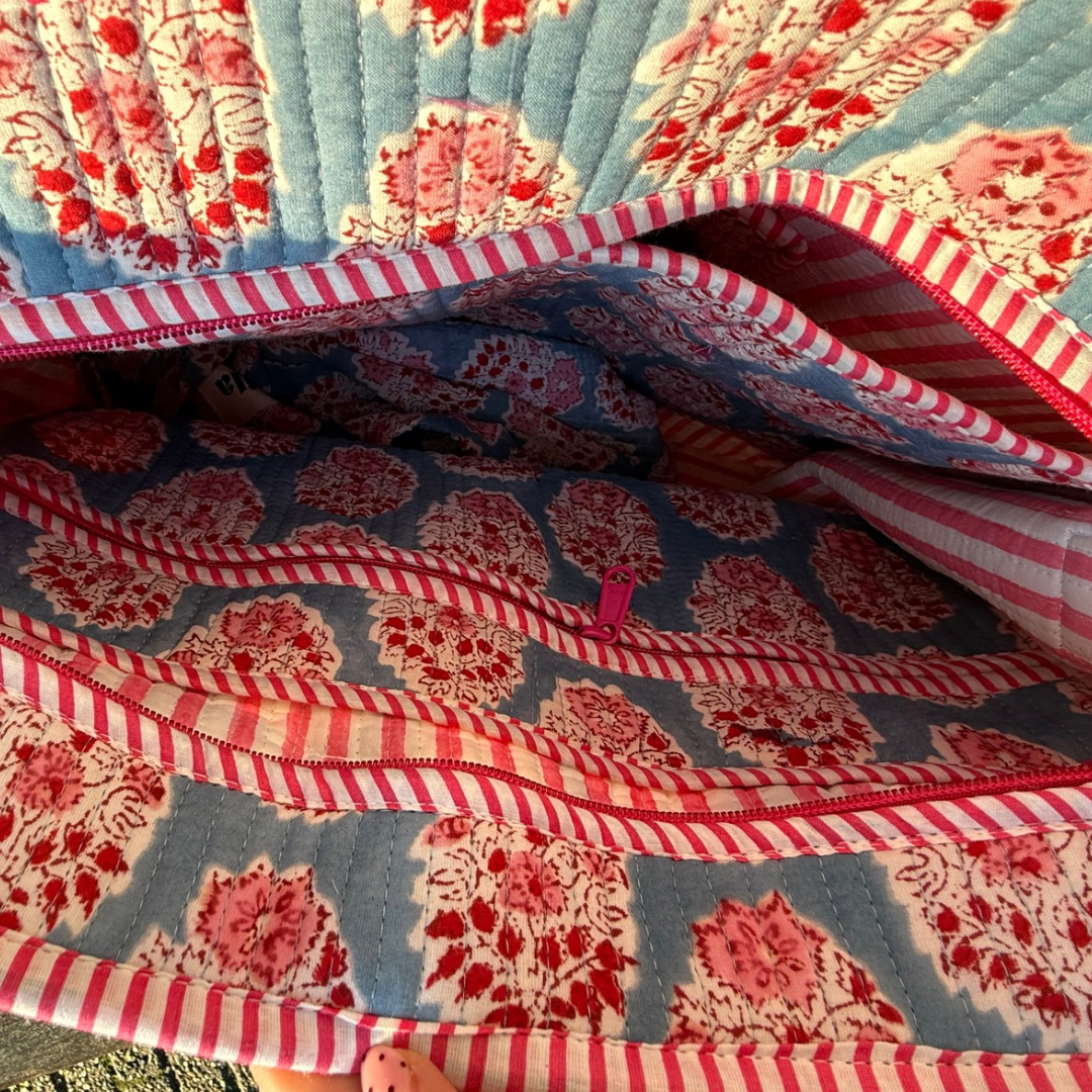 Tote organizado - Azul - Rosa - Incluye neceser - no.3