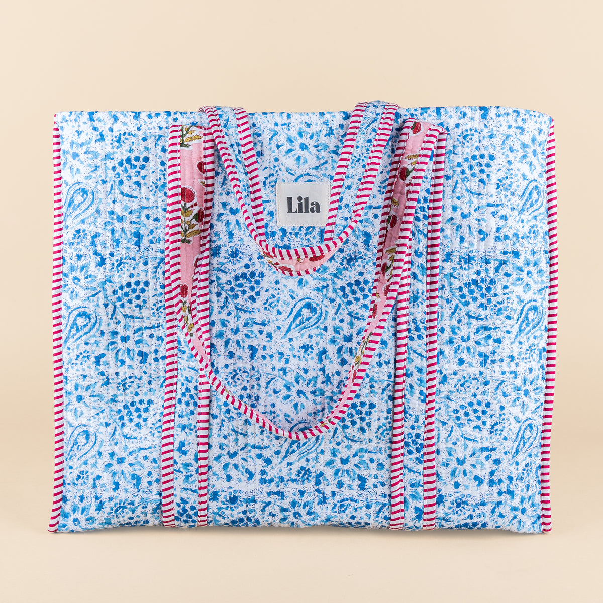 Bolso de mano - Azul - Rosa - incluye neceser - No.10
