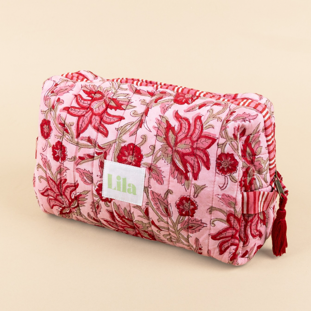 Bolsa de aseo - Floral - Rosa - Grande
