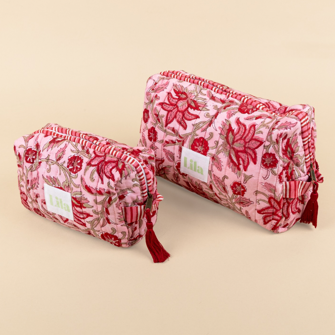 Bolsa de aseo - Floral - Rosa - Conjunto