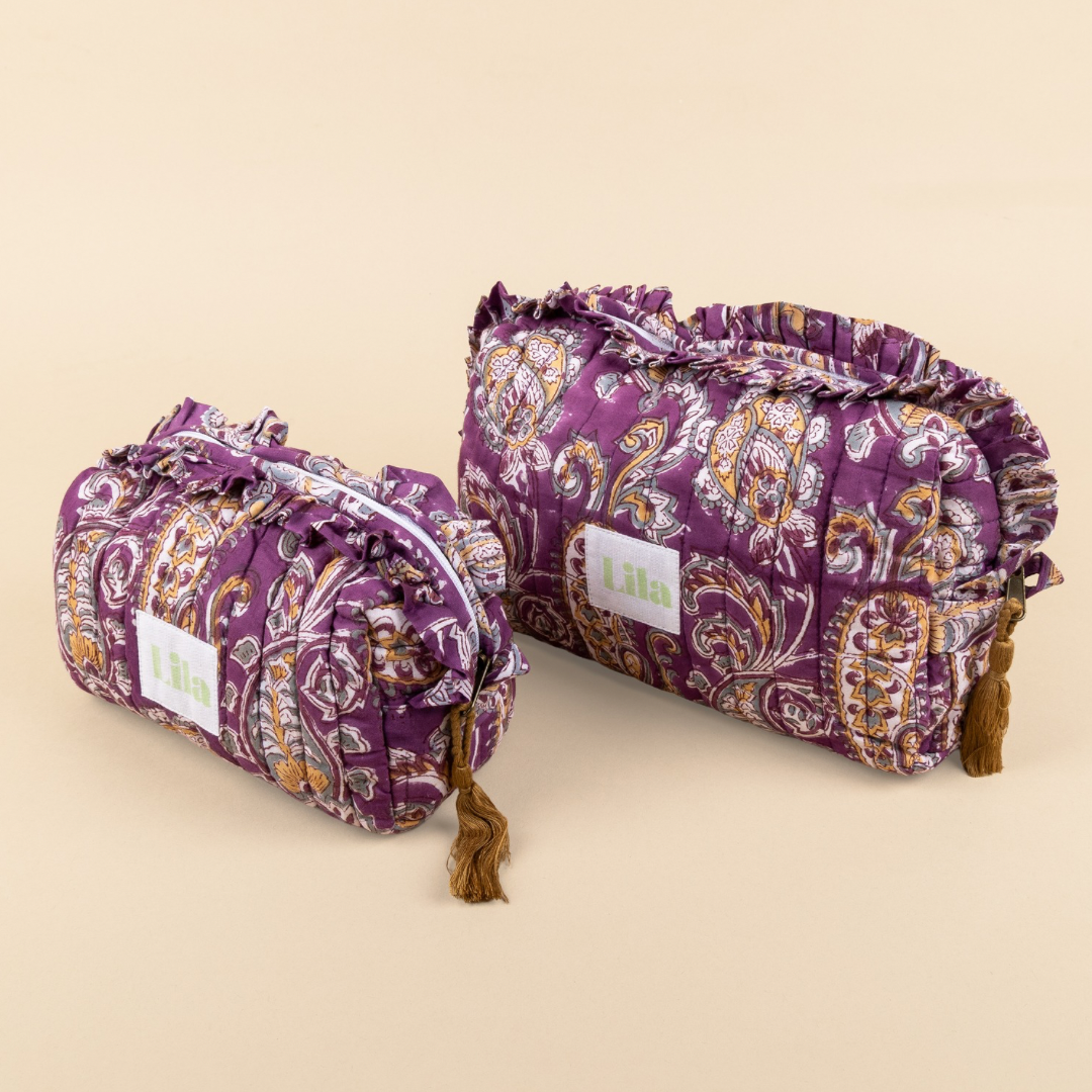 Bolsa de aseo - Paisley - Volantes - Púrpura - Conjunto