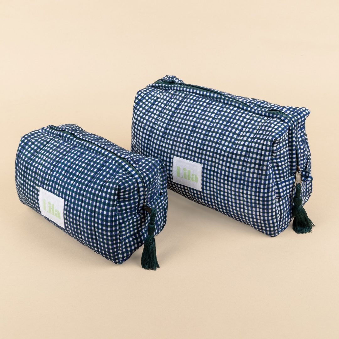Neceser - Tablero de ajedrez - Azul - Verde oscuro - Conjunto