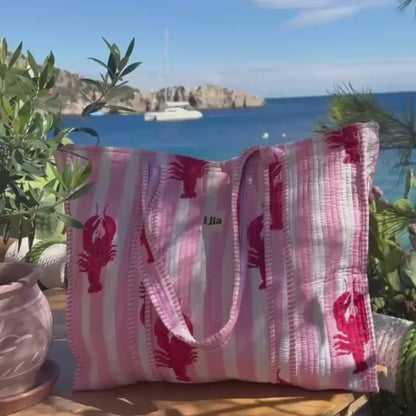 Tote bag - Lobster - inclusief toilettas - Rits - No.12